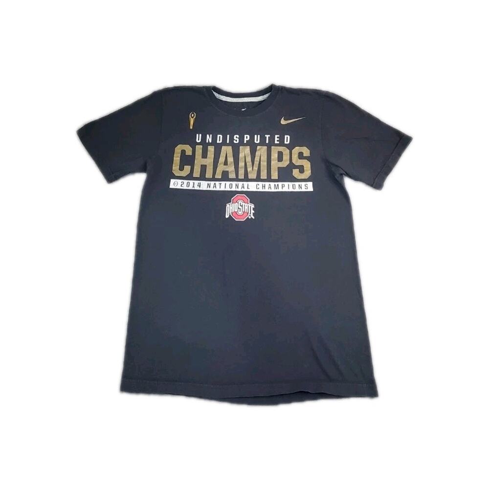 Nike Sz S Men's Ohio State 2014 Undisputed Champs T Shirt 100% Cotton Black C34